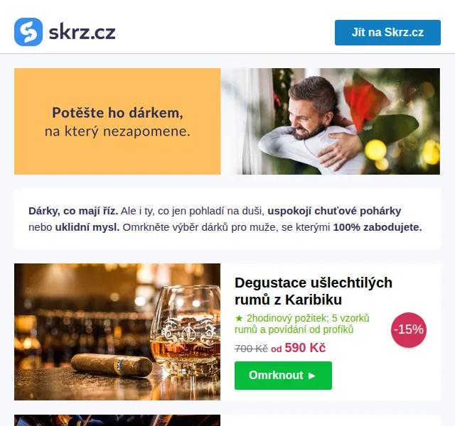 Vánoce na Skrz: dárky pro muže se slevou až 73 % – červen 2026 | Nuslet.cz