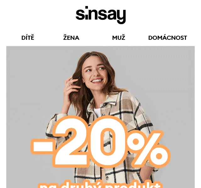 Sinsay: -20 % na druhý levnější produkt – červen 2026 | Nuslet.cz