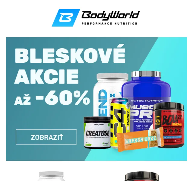 BodyWorld: Bleskové akce se slevami až -60 % – červen 2026 | Nuslet.cz