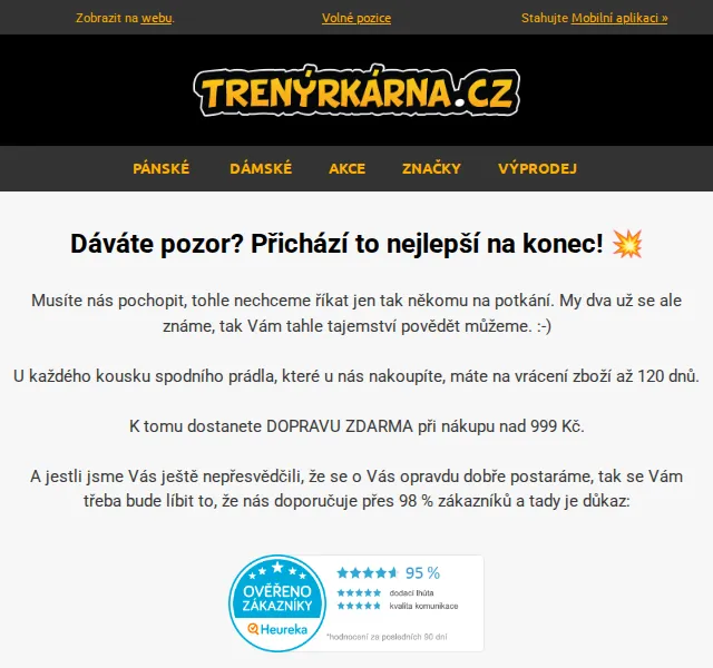 Lukáš z Trenýrkárna.cz: Doprava zdarma nad 999 Kč – červen 2026 | Nuslet.cz