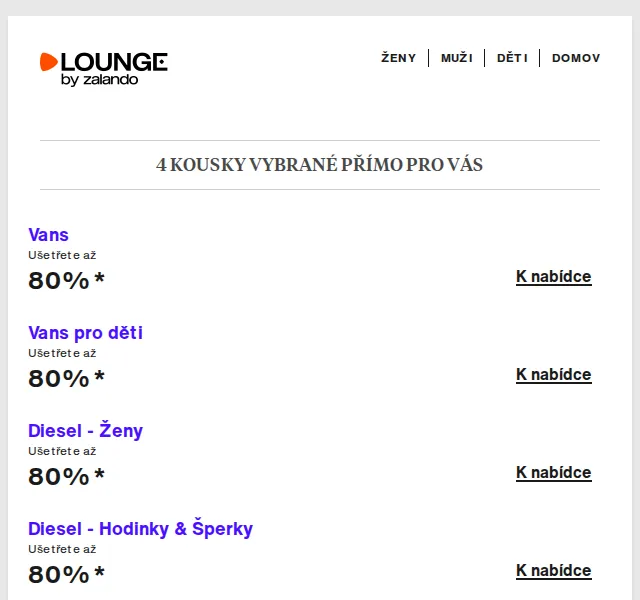 Lounge by Zalando: Vans, Diesel & BOSS se slevou až 80 % – červenec 2026 | Nuslet.cz