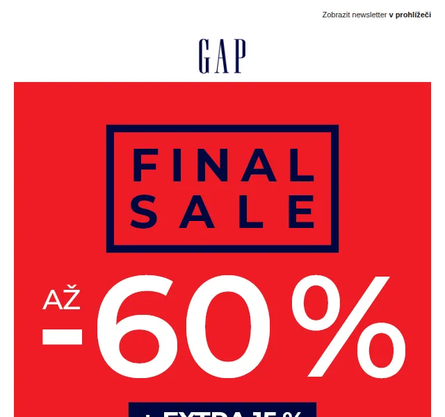 GAPstore.cz: FINAL SALE až 60 % + 15 % navíc – červen 2026 | Nuslet.cz