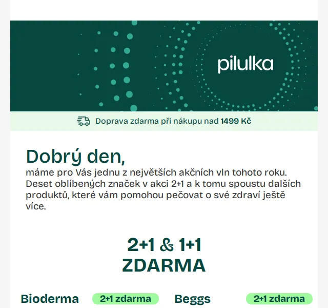 Pilulka.cz: 2+1 ZDARMA na Biodermu, Weledu, La Roche-Posay – duben 2026