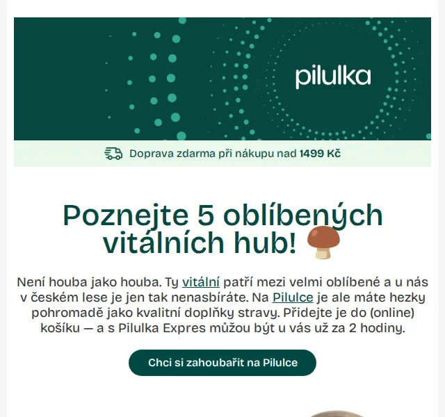 Pilulka.cz: Vitální houby se slevou až 20 % – červenec 2026 | Nuslet.cz
