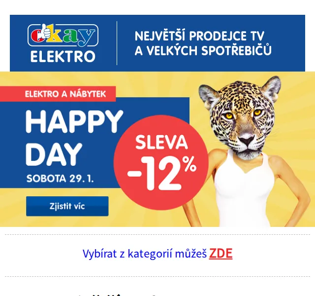 OKAY: Happy Day – 12% sleva na elektro a nábytek – červen 2026 | Nuslet.cz