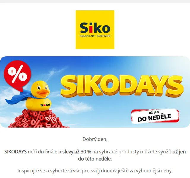 SIKO KOUPELNY: sleva až 30 % – červen 2026 | Nuslet.cz