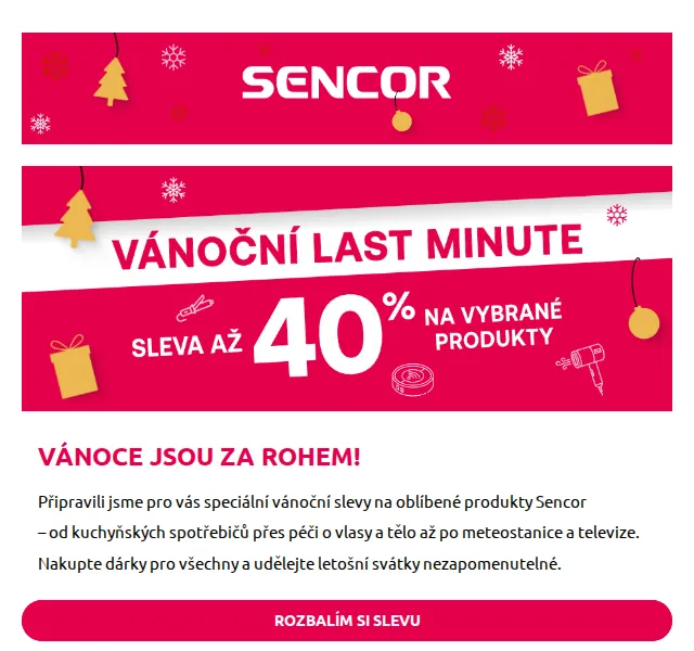 Sencor: vánoční slevy až 40 % – červenec 2026 | Nuslet.cz