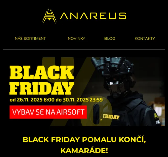 ANAREUS: Black Friday slevy 30–50 % – červenec 2026 | Nuslet.cz