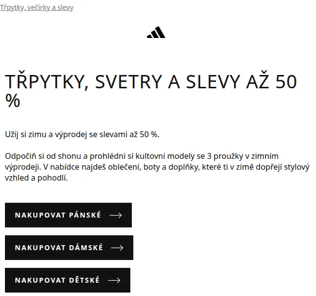adidas: Zimní výprodej se slevou až 50 % – červenec 2026 | Nuslet.cz