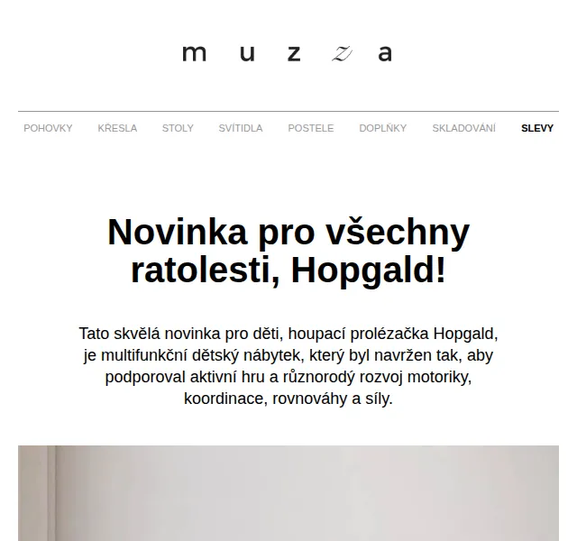 MUZZA: Dětská houpací prolézačka Hopgald – červenec 2026 | Nuslet.cz