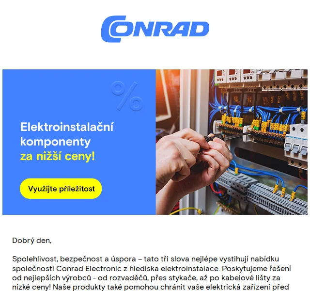 Conrad Electronic: Slevy na elektroinstalaci až 26 % – červenec 2026 | Nuslet.cz