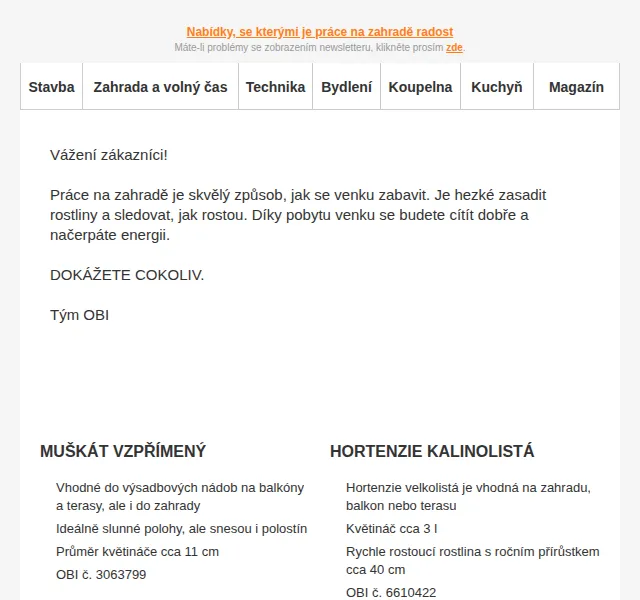 OBI Novinky: Muškáty, hortenzie i substráty – červenec 2026 | Nuslet.cz