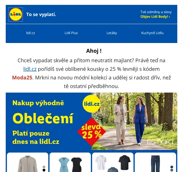 Lidl: Móda -25 %, kola a jaro – květen 2026 | Nuslet