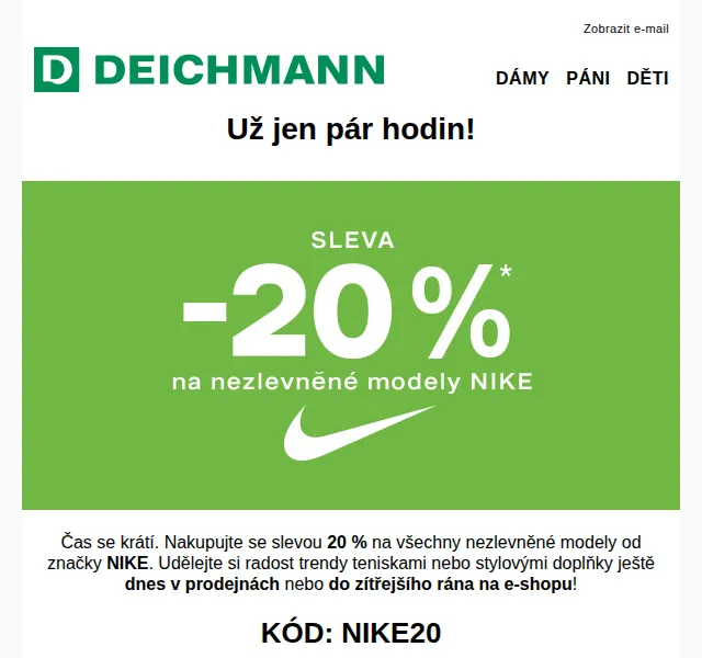Deichmann: Nike sleva 20 % – duben 2026 | Nuslet.cz