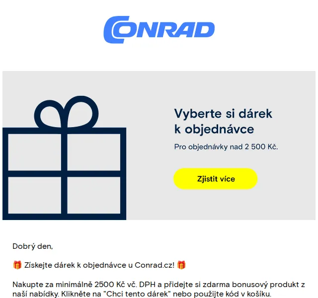 Conrad Electronic: Dárek k objednávce nad 2500 Kč – červenec 2026 | Nuslet.cz