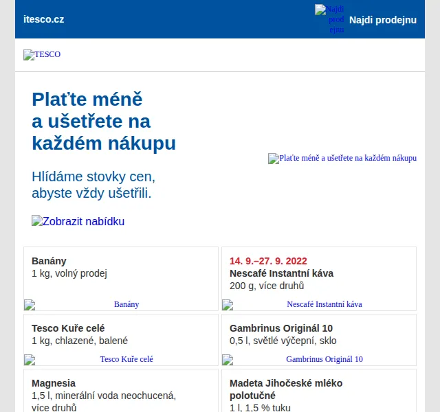 Tesco: F&F výprodej a slevy na kávu, banány, kuře – září 2022 | Nuslet.cz