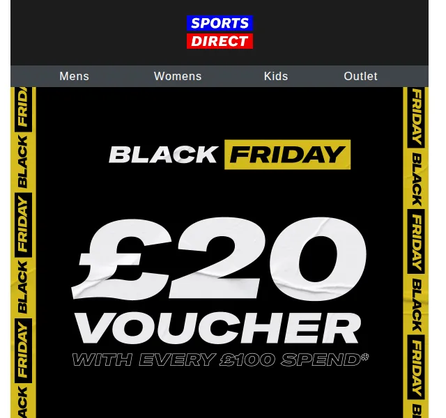 Sportsdirect: Black Friday dárky pro muže + £20 voucher za £100 – červen 2026 | Nuslet.cz