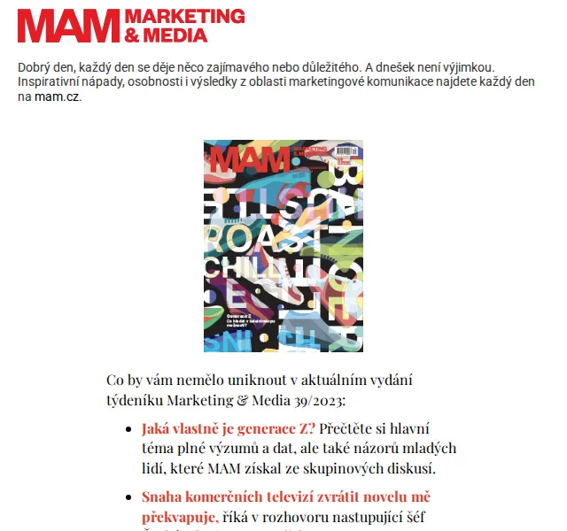 Marketing & Media: newsletter MAM zprávy – červenec 2026 | Nuslet.cz