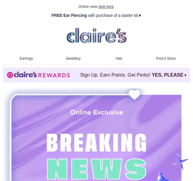 Claire's: 50% sleva na téměř vše – červen 2026 | Nuslet.cz