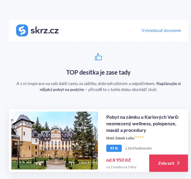 Skrz: TOP 10 pobytů s wellness, masáží a polopenzí – červenec 2026 | Nuslet.cz