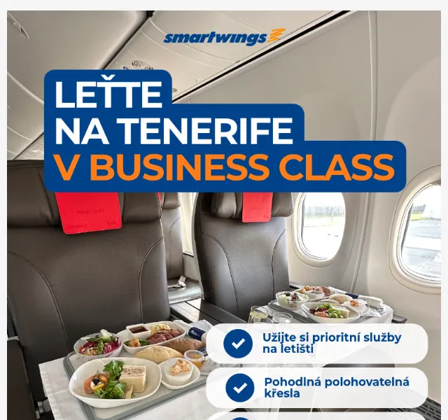 Smartwings: Business class na Tenerife – květen 2026 | Nuslet.cz
