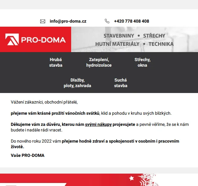 Pro-doma: Vánoční přání a servis pro stavbu – červen 2026 | Nuslet.cz