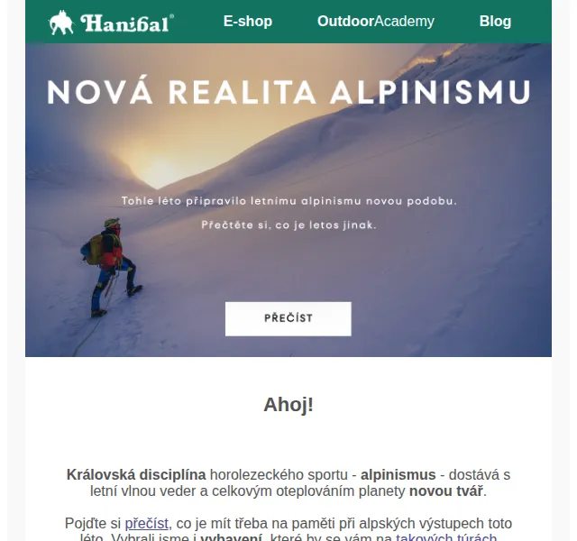 Hanibal: letní alpinistické vybavení – červenec 2026 | Nuslet.cz