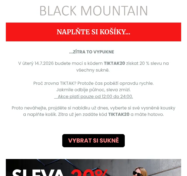 Black Mountain: slevy na sukně – červenec 2026 | Nuslet.cz