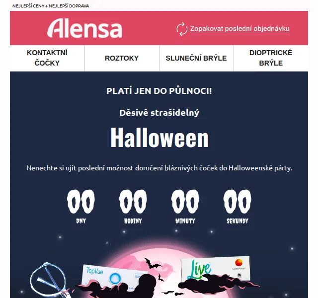 Alensa: až 25% sleva na kontaktní čočky – Halloween 2026 | Nuslet.cz