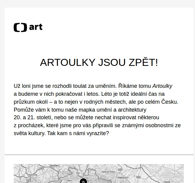 Web ČT art: Artoulky – léto za uměním 2026 | Nuslet.cz