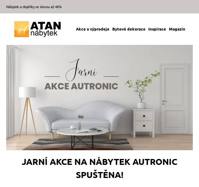 ATAN nábytek: Jarní akce Autronic se slevou až 46 % – červenec 2026 | Nuslet.cz