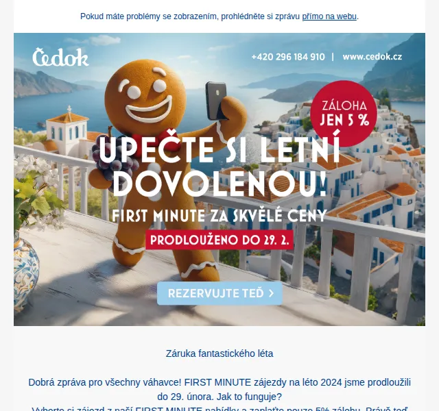 Čedok: First Minute Zájezdy Léto 2024 – od 15 690 Kč | červen 2026 | Nuslet.cz