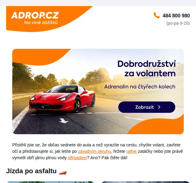 Adrop.cz: Zážitkové jízdy v supersportech – duben 2026 | Nuslet