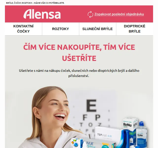 Alensa: sleva 300 Kč na kontaktní čočky – červen 2026 | Nuslet.cz