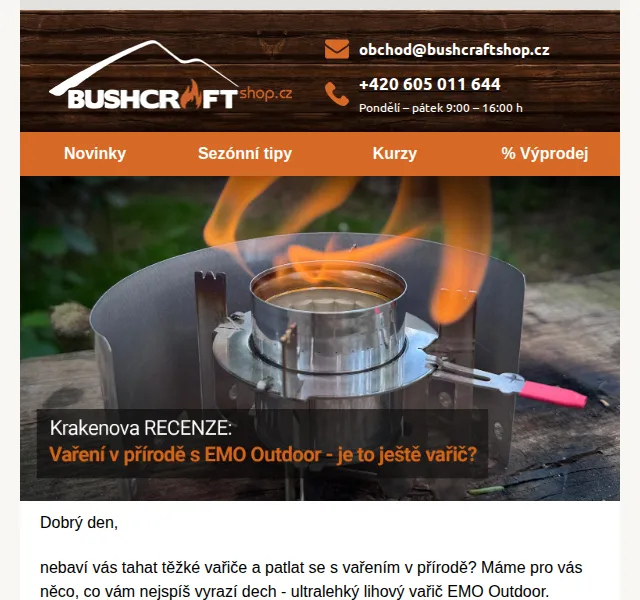 Bushcraftshop: EMO Outdoor vařič – červenec 2026 | Nuslet.cz