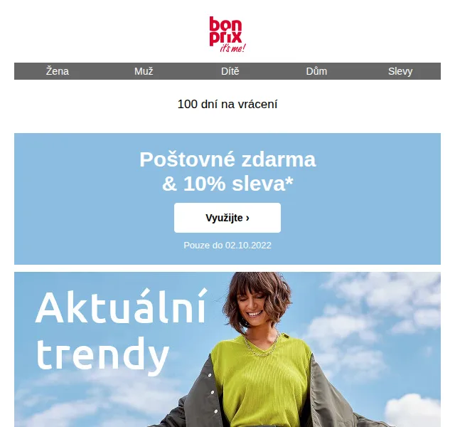 bonprix: Poštovné zdarma a 10% sleva – červen 2026 | Nuslet.cz