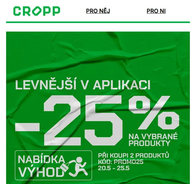 Cropp: -25% v aplikaci na vybraný sortiment – květen 2026