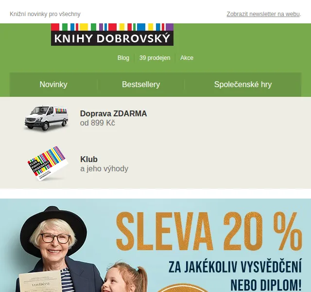 KnihyDobrovsky: 20% sleva za vysvědčení – červen 2026 | Nuslet.cz