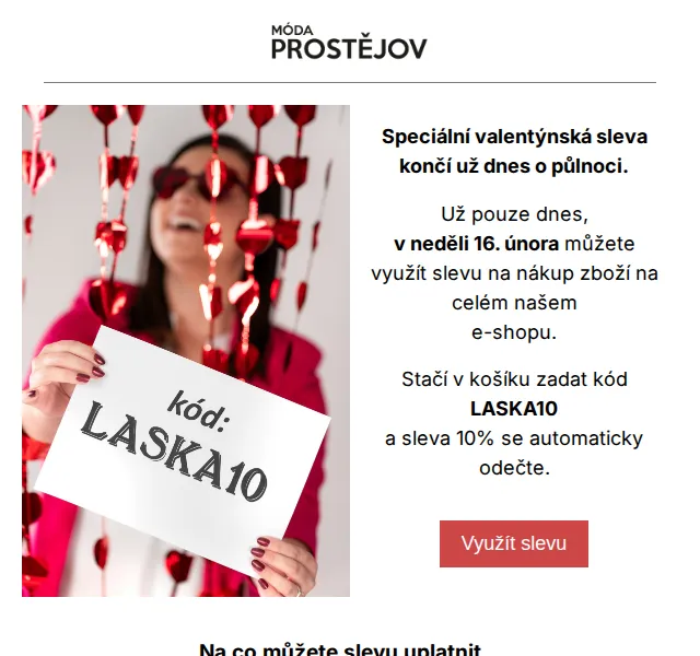 Móda Prostějov: Valentýnská sleva 10 % – únor 2025 | Nuslet.cz