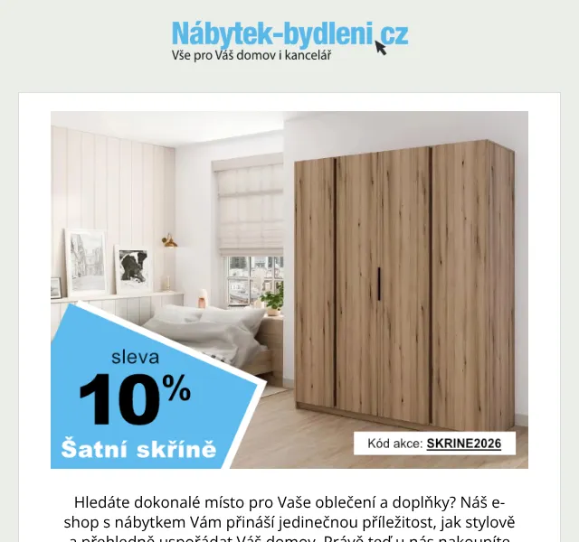 Blancheporte: Šatní skříně sleva 10 % – slevový kód SKRINE2026