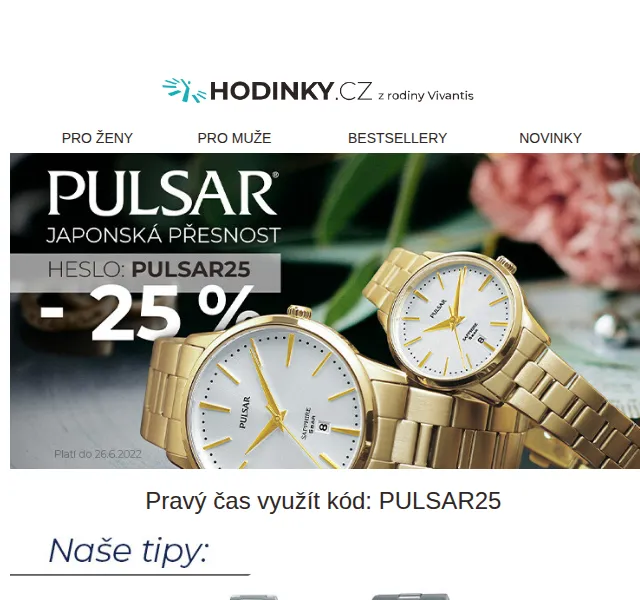 Hodinky.cz: Sleva 25 % na hodinky Pulsar a akce Diesel – červen 2026 | Nuslet.cz