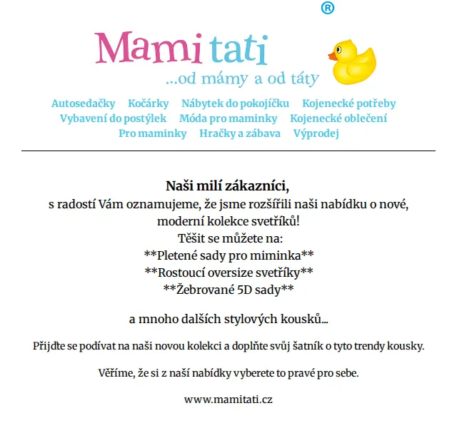Mamitati: Baby Nellys svetříky a sady – červenec 2026 | Nuslet.cz