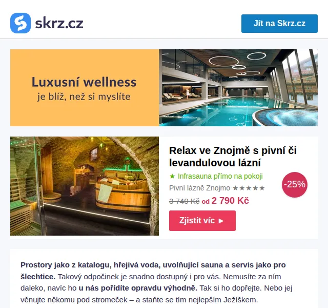 Skrz: Wellness pobyty již od 1 999 Kč – červen 2026 | Nuslet.cz