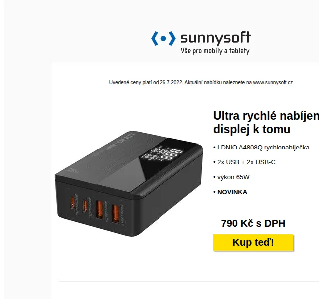 Sunnysoft: LDNIO rychlonabíječka 65W od 790 Kč – červenec 2026 | Nuslet.cz