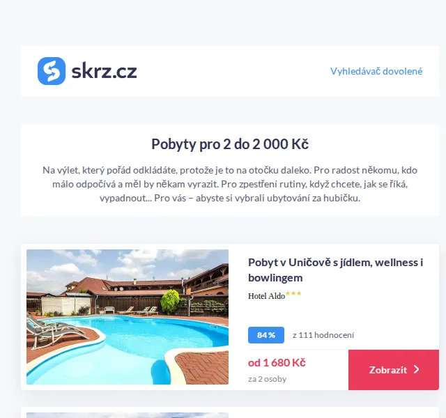 Vánoce na Skrz: Pobyty pro 2 do 2 000 Kč – červenec 2026 | Nuslet.cz