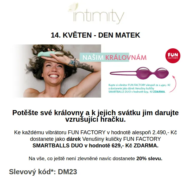 Intimity.cz: Dárek FUN FACTORY k vibrátoru zdarma + 20% sleva – květen 2023 | Nuslet.cz