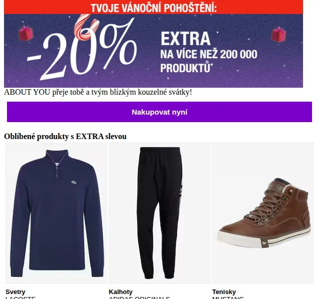 ABOUT YOU: -20 % EXTRA na více než 200 000 produktů – červenec 2026 | Nuslet.cz