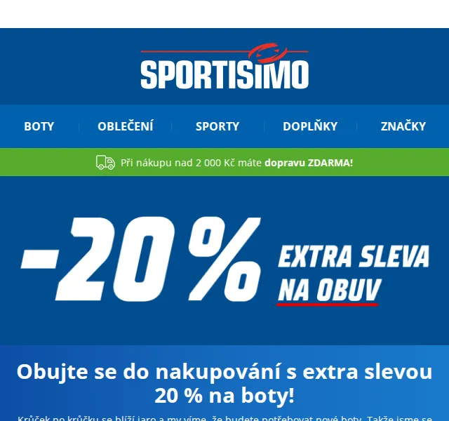 Sportisimo.cz: -20 % na veškerou obuv – březen 2026 | Nuslet.cz