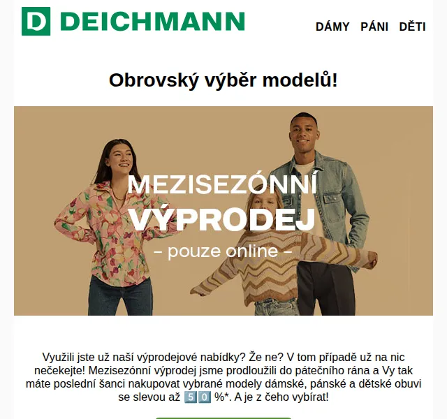 DEICHMANN: sleva až 50 % na vybrané modely – červenec 2026 | Nuslet.cz