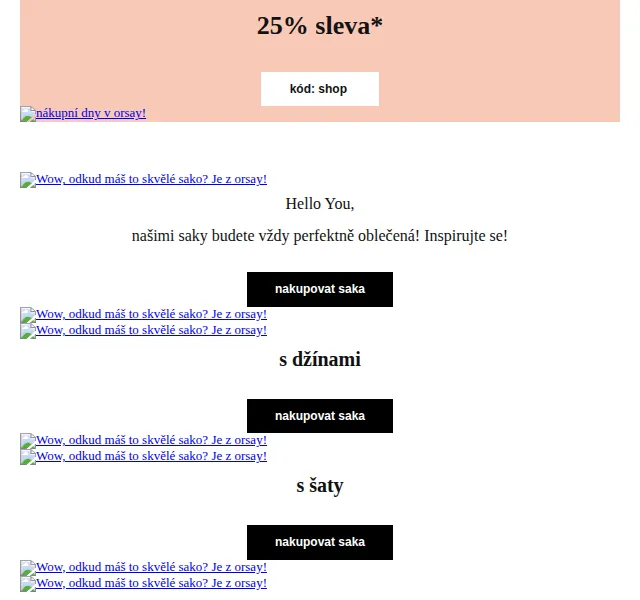 orsay slevy: 25% sleva na saka – červen 2026 | Nuslet.cz